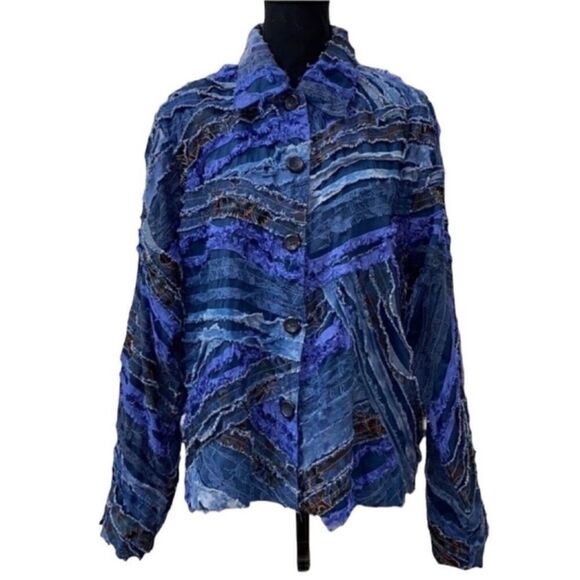 Women's PatchWork Blue Jacket - Picture 1 of 6